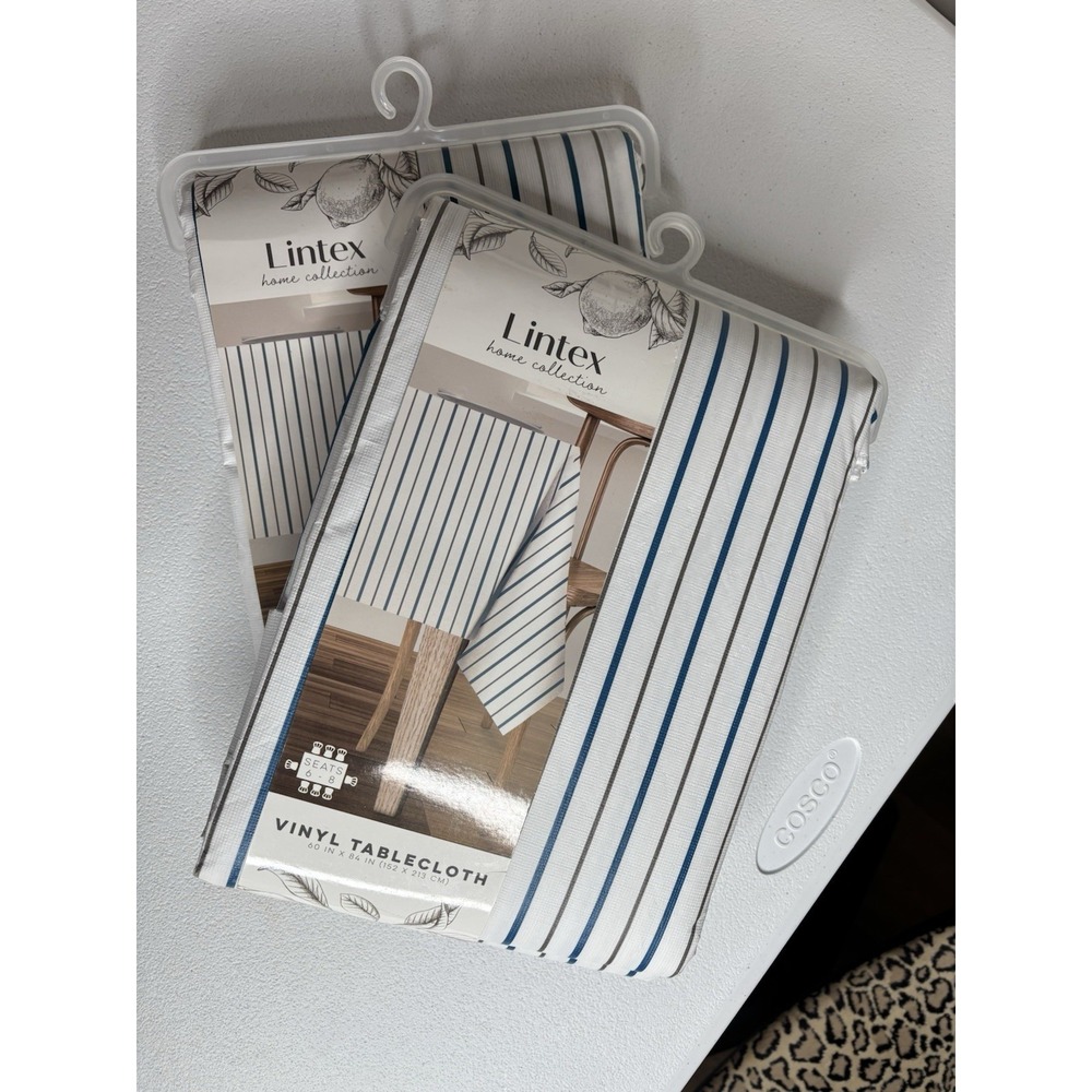 Lintex Vinyl Tablecloth Home Collection Rectangle French‎ Stripe Lot Of 2 New - Picture 16 of 16